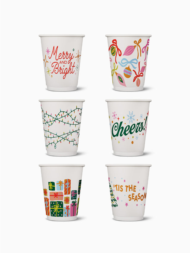 Merry & Bright - Go 12oz Double Wall Paper Cup