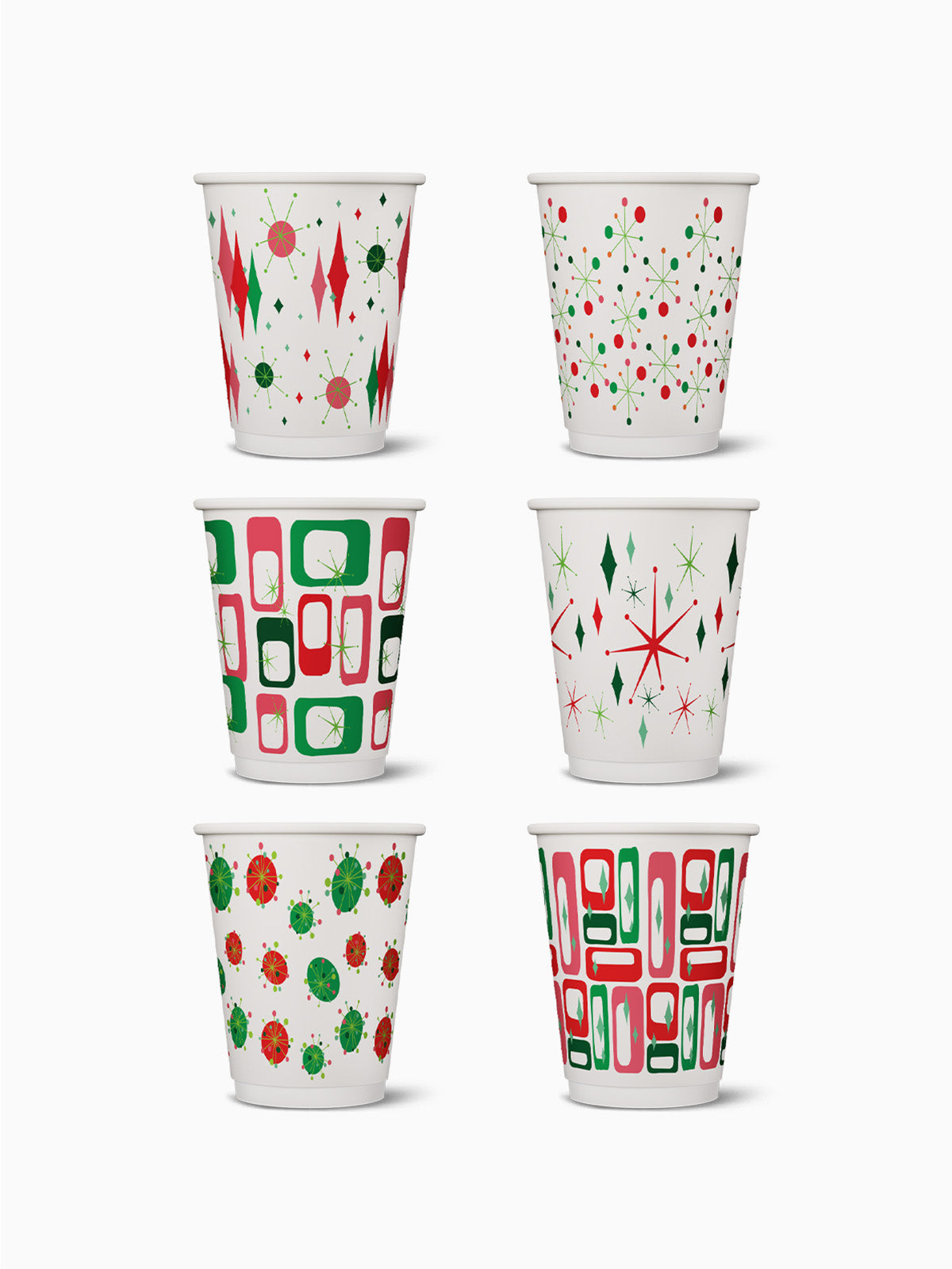 Retro Festive Pattern - Go 12oz Double Wall Paper Cup