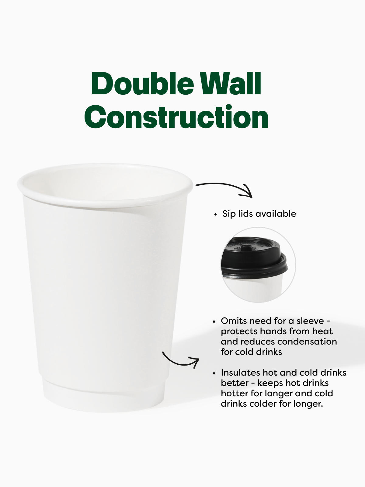 GO 12oz Double Wall Paper Cup White