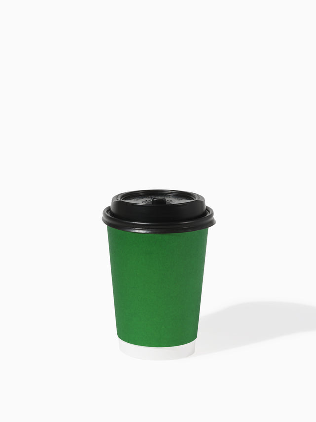 GO 12oz Double Wall Paper Pine Green Cup Bundle with Lids