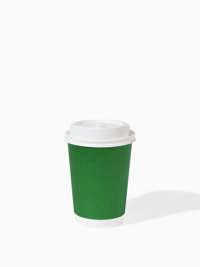 GO 12oz Double Wall Paper Pine Green Cup Bundle with Lids