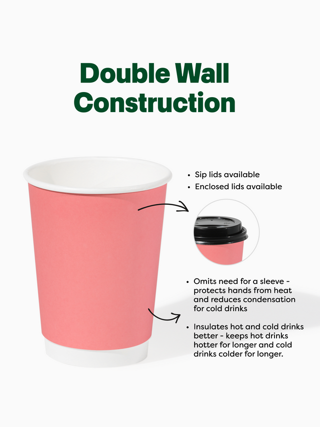 GO 12oz Double Wall Paper Cup Blush Pink - Bulk