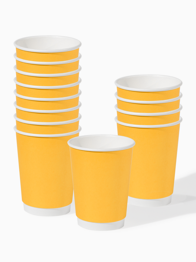GO 12oz Double Wall Paper Cup Butter Yellow