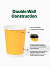GO 12oz Double Wall Paper Butter Yellow Cup Bundle with Lids