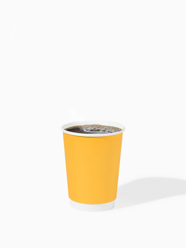 GO 12oz Double Wall Paper Butter Yellow Cup Bundle with Lids