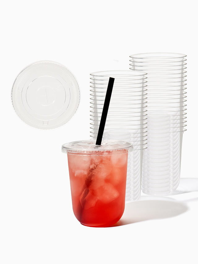 GO 16oz Rounded Bottom PET Arc Cup + Straw Lids Bundle