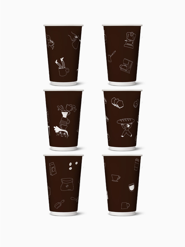 Coffee & Croissants - Go 16oz Double Wall Paper Cup
