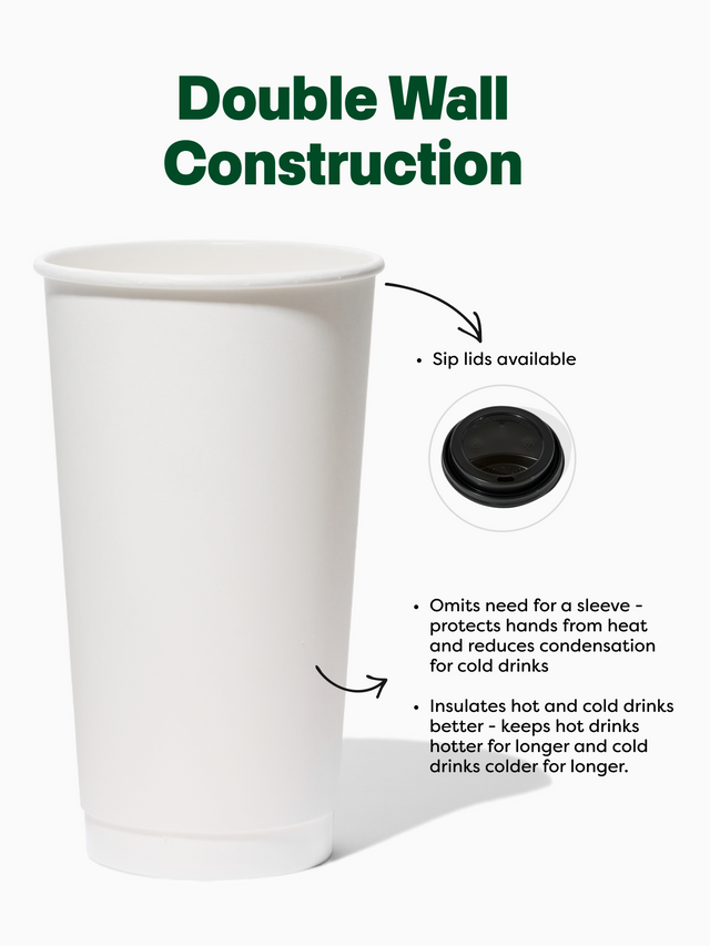 GO 20oz Double Wall Paper Cup 90mm Recyclable Cup - Bulk - 500/Case