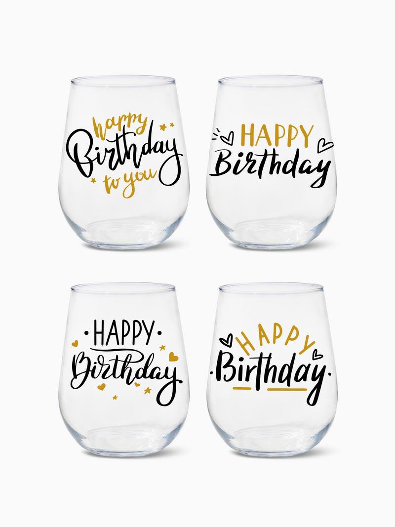 Golden Birthday - RESERVE 16oz Stemless Wine Tritan™ Copolyester Glass