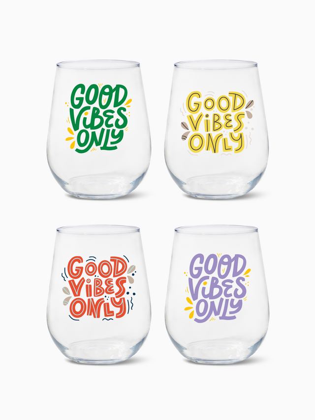 Good Vibes Only - RESERVE 16oz Stemless Wine Tritan™ Copolyester Glass