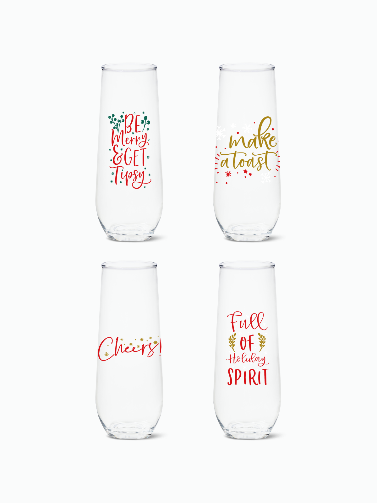 Holiday Spirit - RESERVE 9oz Stemless Champagne Tritan™ Copolyester Glass