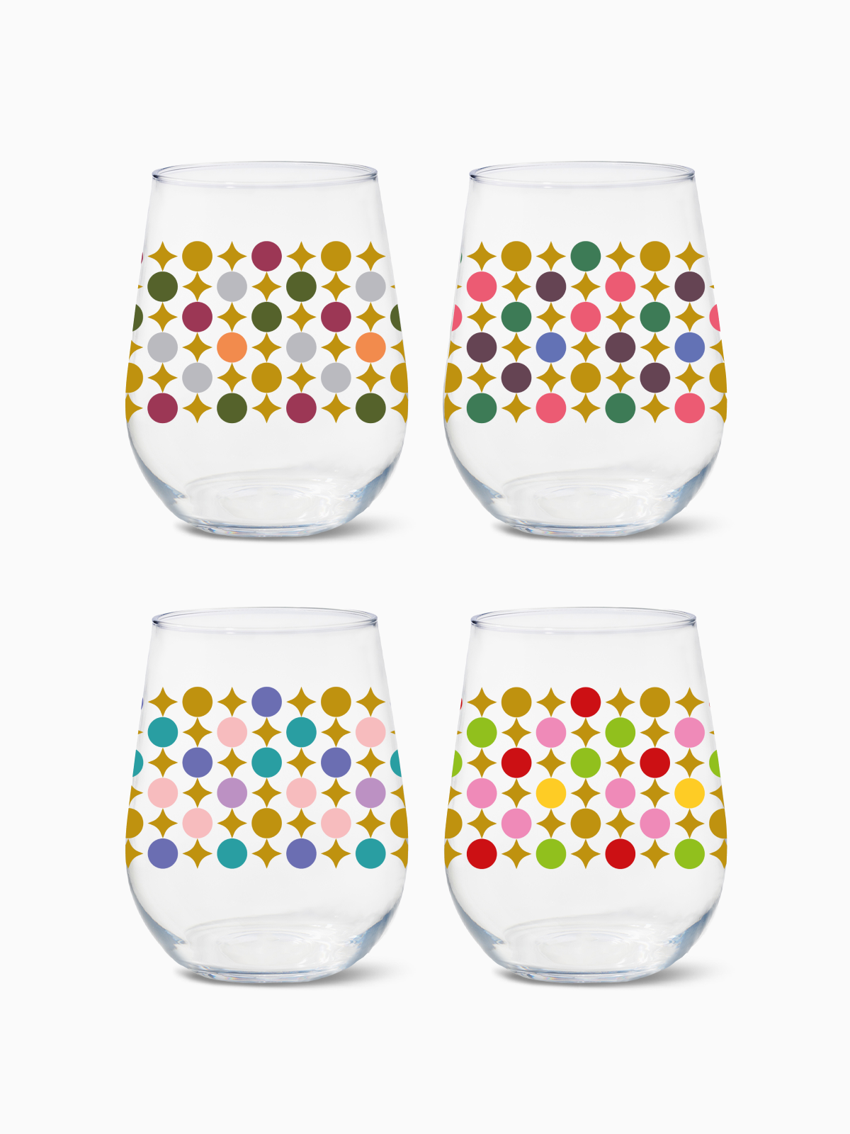 Mid-Century Modern Pattern - RESERVE 16oz Stemless Wine Tritan™ Copolyester Glass