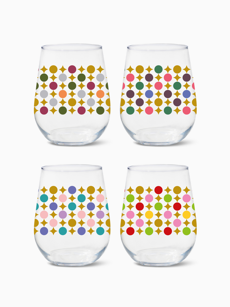 Mid-Century Modern Pattern - RESERVE 16oz Stemless Wine Tritan™ Copolyester Glass