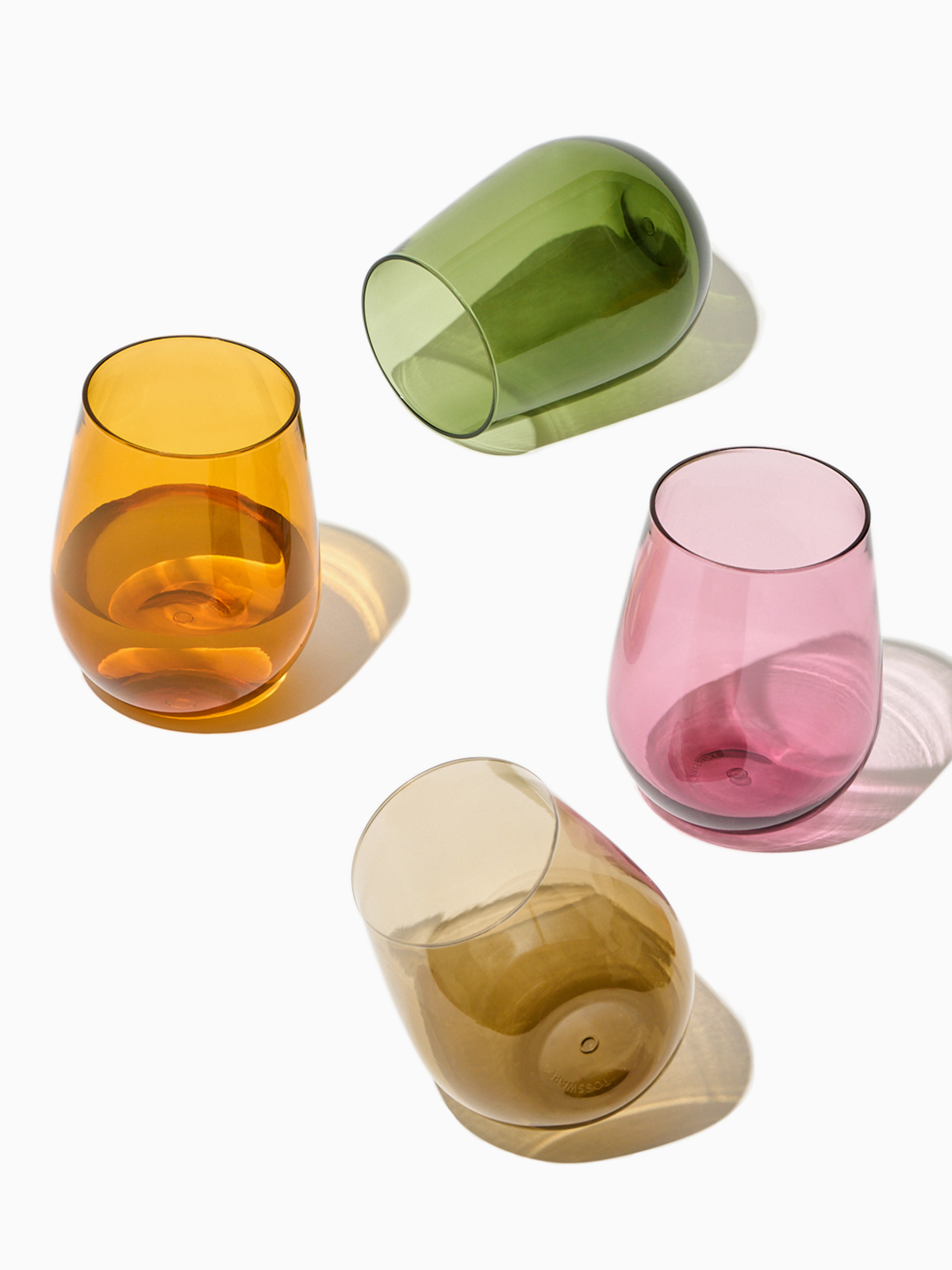 RESERVE 16oz Stemless Wine Color Series Tritan™ Copolyester Glass Mixed Set - 8 pack