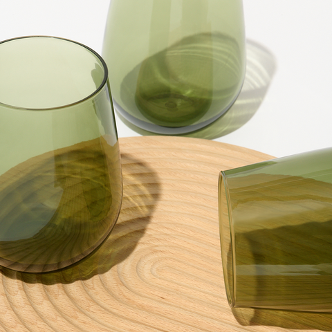 RESERVE 16oz Stemless Wine Color Series Tritan™ Copolyester Glass Moss ...