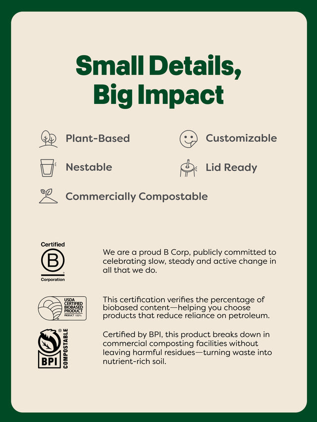NATURAL 12oz Rounded Bottom Compostable Arc 98mm Cup