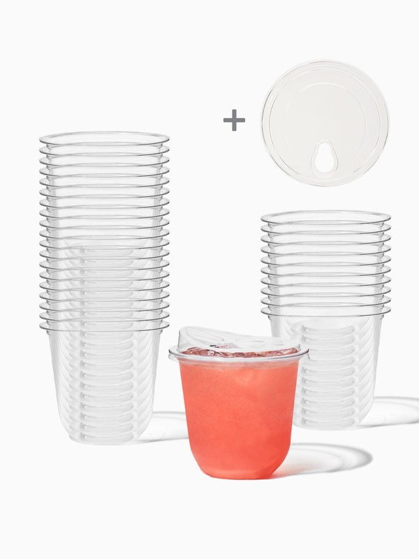 NATURAL 12oz Rounded Bottom Compostable Arc 98mm Cup & Sip Lid Bundle