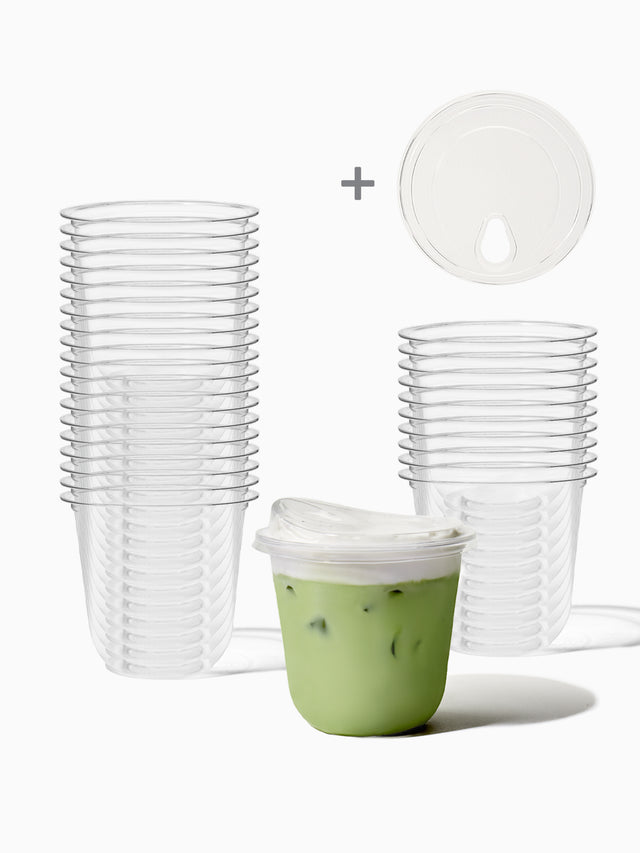 NATURAL 12oz Rounded Bottom Compostable Arc 98mm Cup & Sip Lid Bundle