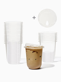 NATURAL 16oz Rounded Bottom Compostable Arc 98mm Cup & Sip Lid Bundle