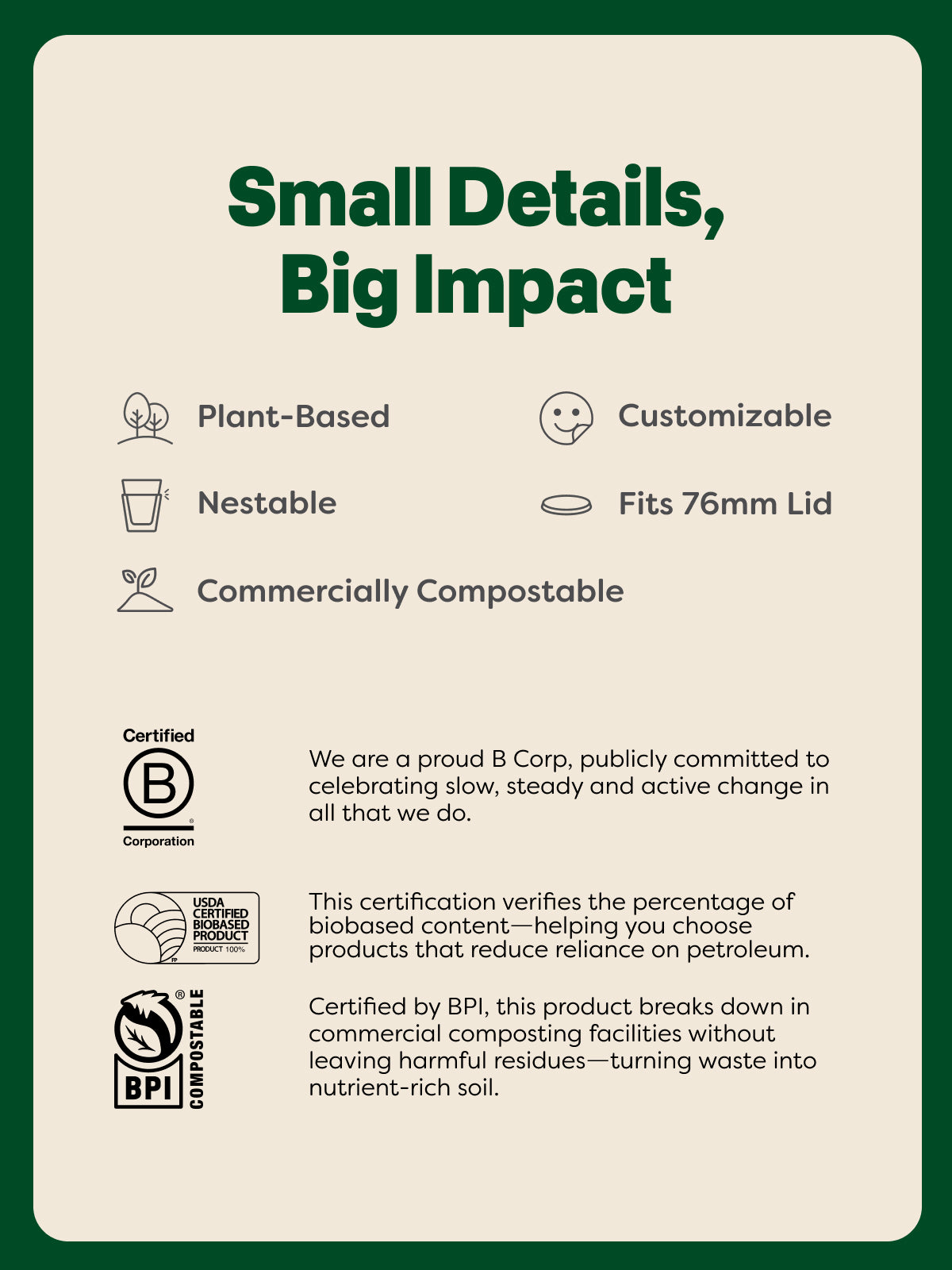 NATURAL 8oz Rounded Bottom Compostable Arc Cup - Bulk - 1000/Case