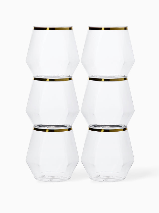 POP 12oz Diamond Vino Jr Gold Rim - Bulk