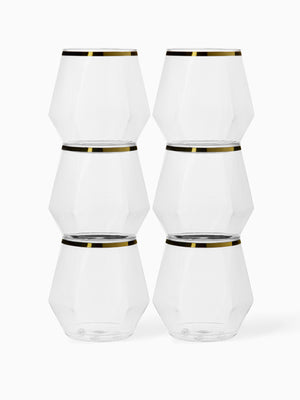 POP 12oz Diamond Vino Jr Gold Rim - Bulk - 192/Case