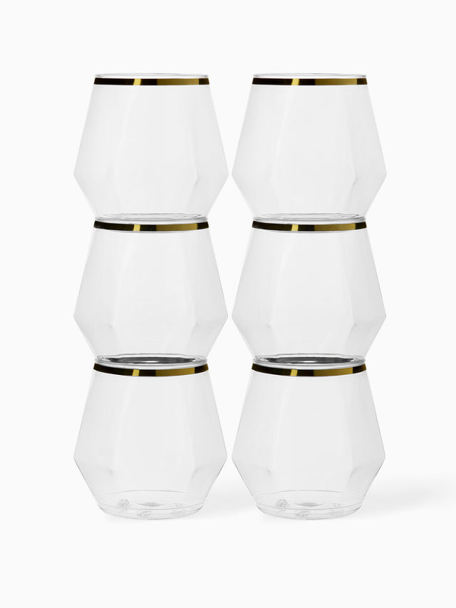 POP 12oz Diamond Vino Jr Gold Rim