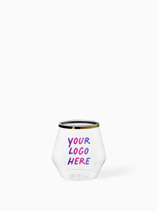 POP 12oz Diamond Vino Jr Gold Rim