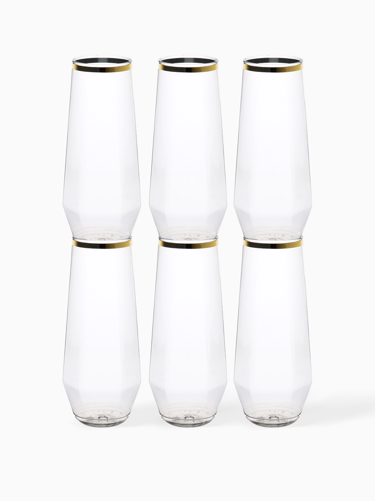 POP 9oz Diamond Flute Gold Rim - Bulk