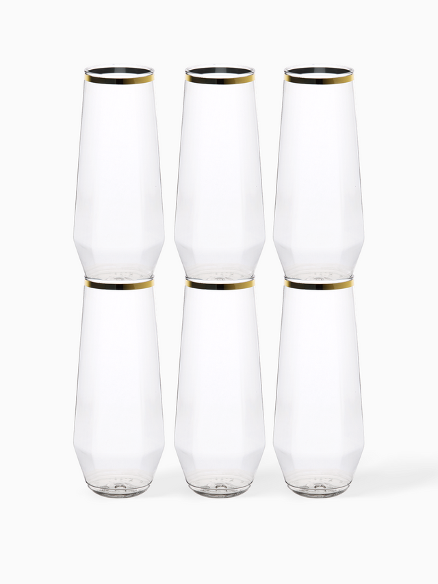 POP 9oz Diamond Flute Gold Rim - Bulk