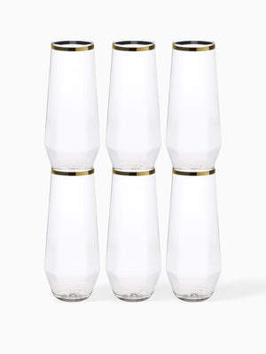 POP 9oz Diamond Flute Gold Rim - Bulk