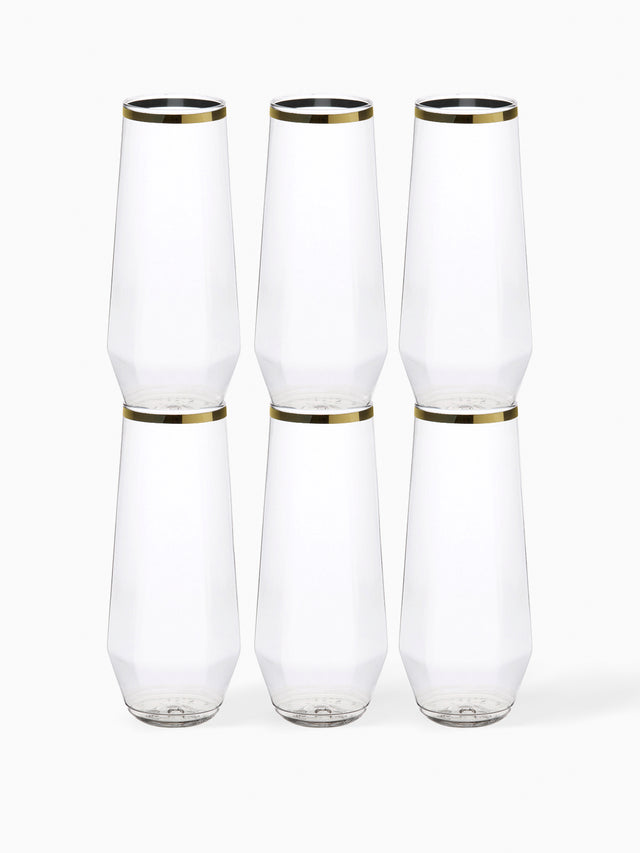 POP 9oz Diamond Flute Gold Rim - Bulk