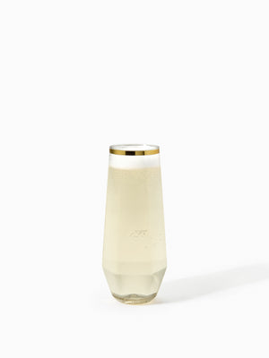 POP 9oz Diamond Flute Gold Rim - Bulk