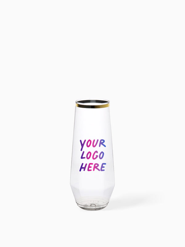 POP 9oz Diamond Flute Gold Rim - Bulk