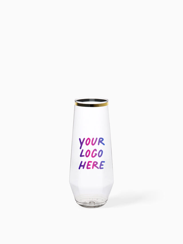 POP 9oz Diamond Flute Gold Rim - Bulk