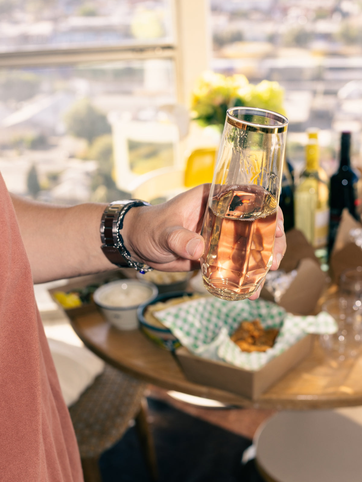 POP 9oz Diamond Flute Gold Rim - Bulk