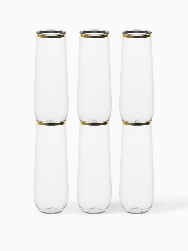 POP 9oz Flute Gold Rim - Bulk