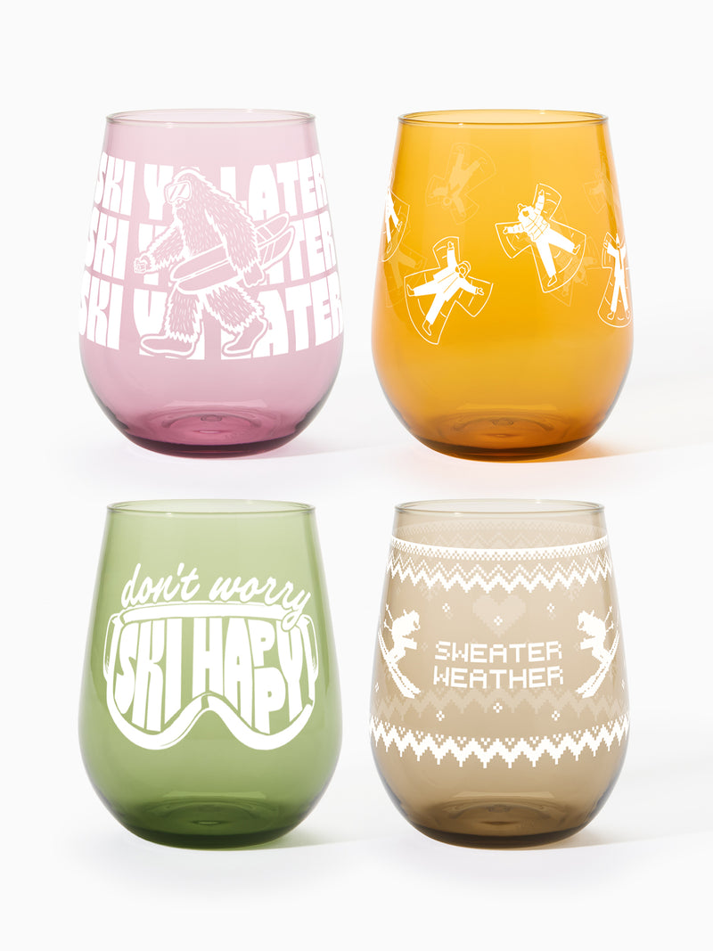 Après Ski Club - RESERVE 16oz Stemless Wine Color Series Tritan™ Copolyester Glass Mixed Set
