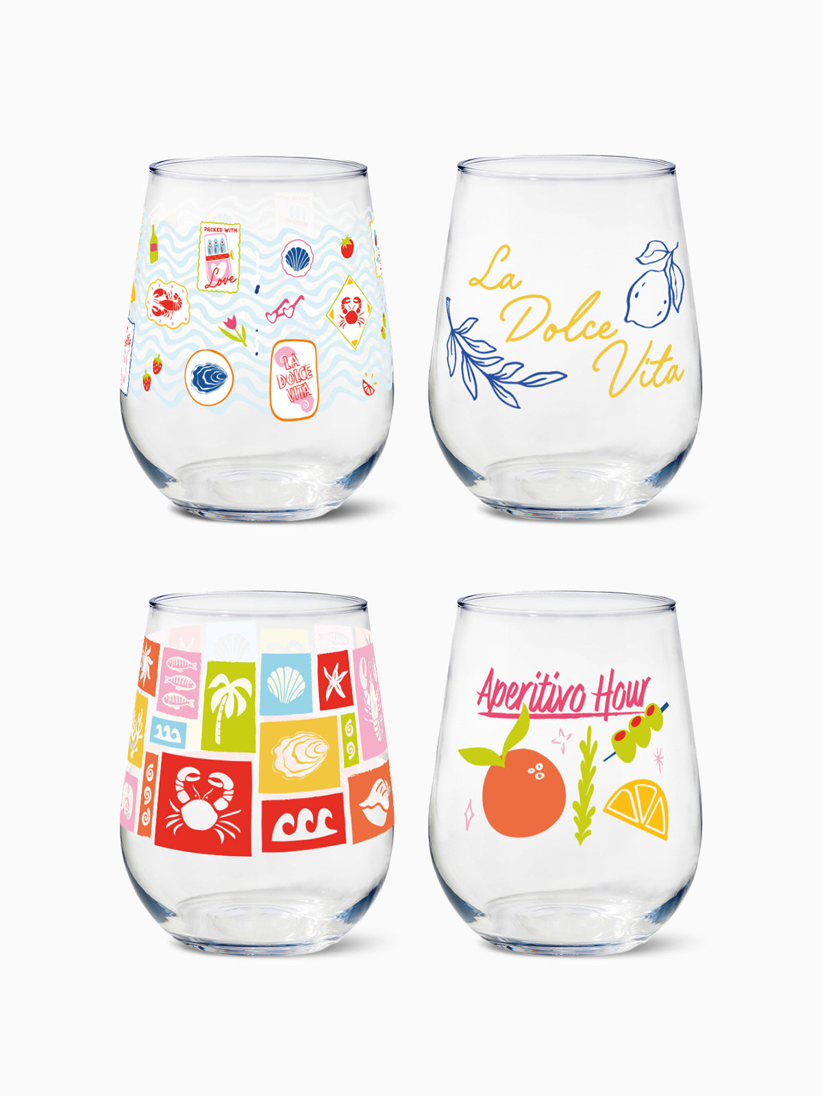 Euro Summer - RESERVE 16oz Stemless Wine Tritan™ Copolyester Glass