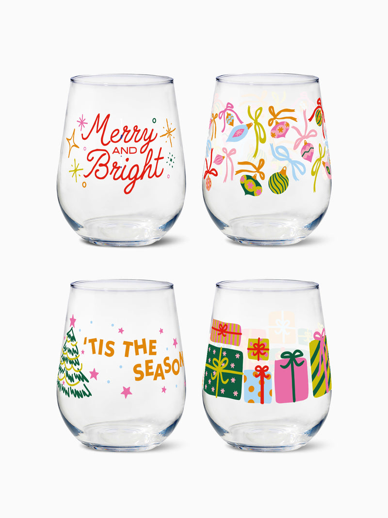 Merry & Bright - RESERVE 16oz Stemless Wine Tritan™ Copolyester Glass