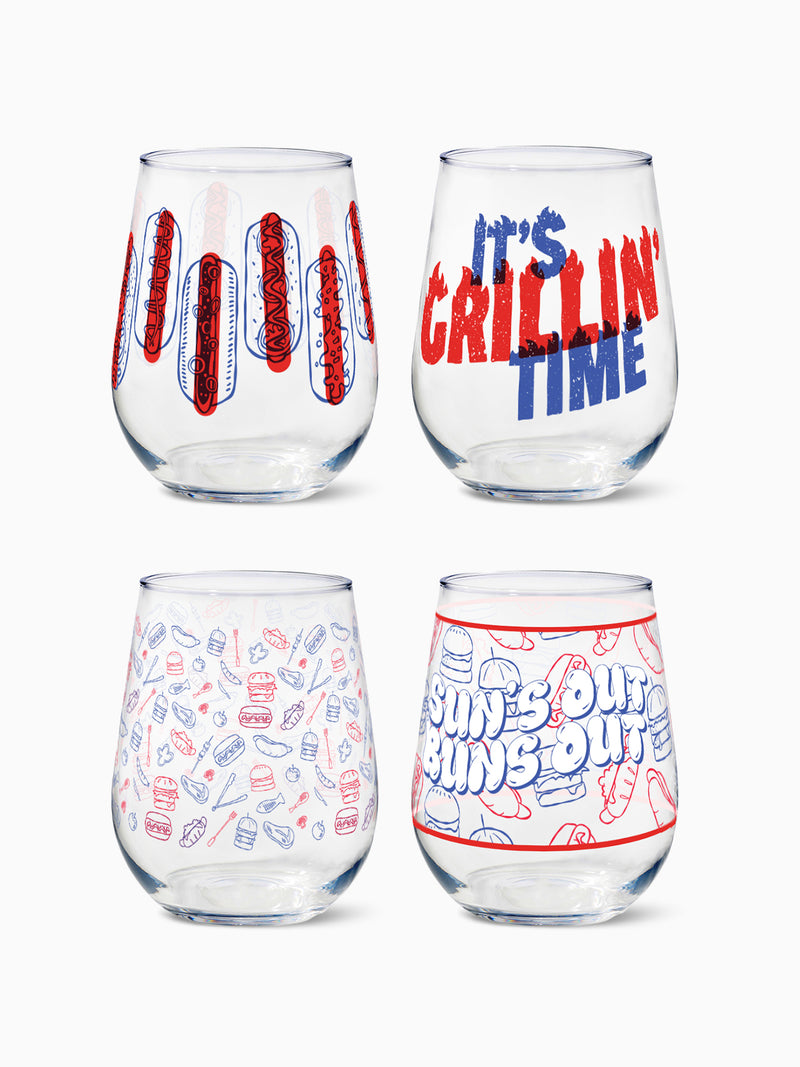 Summer BBQ - RESERVE 16oz Stemless Wine Tritan™ Copolyester Glass