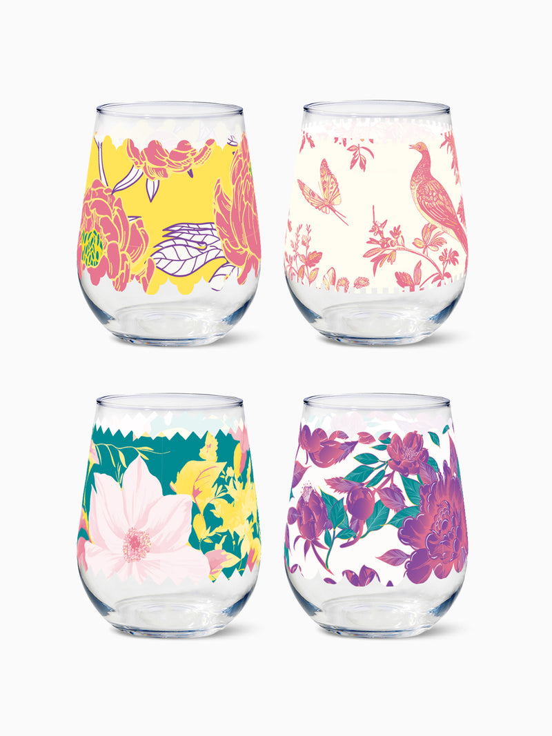 Vintage Florals - RESERVE 16oz Stemless Wine Tritan™ Copolyester Glass
