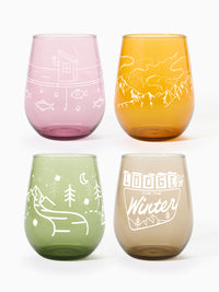 Winter Excursions - RESERVE 16oz Stemless Wine Color Series Tritan™ Copolyester Glass Mixed Set
