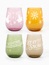 Winter Wonderland - RESERVE 16oz Stemless Wine Color Series Tritan™ Copolyester Glass Mixed Set