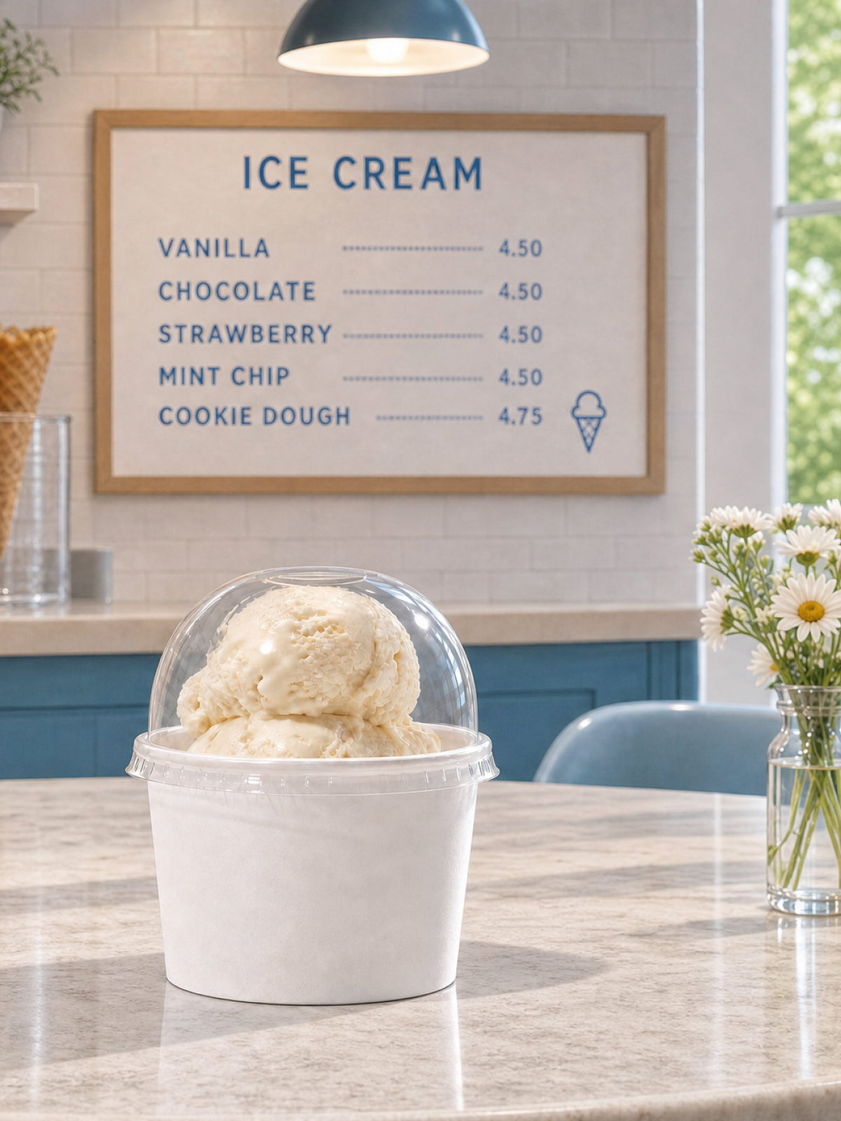 GO 8oz Paper Ice Cream Cup 96mm PE Liner - Bulk - 1000/ Case