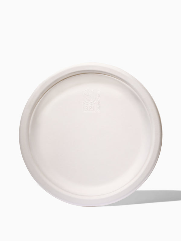 NATURAL 9" Compostable Round Plate - Bulk - 500/Case