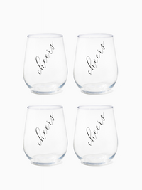 Classic Cheers (Black) - RESERVE 16oz Stemless Wine Tritan™ Copolyester Glass