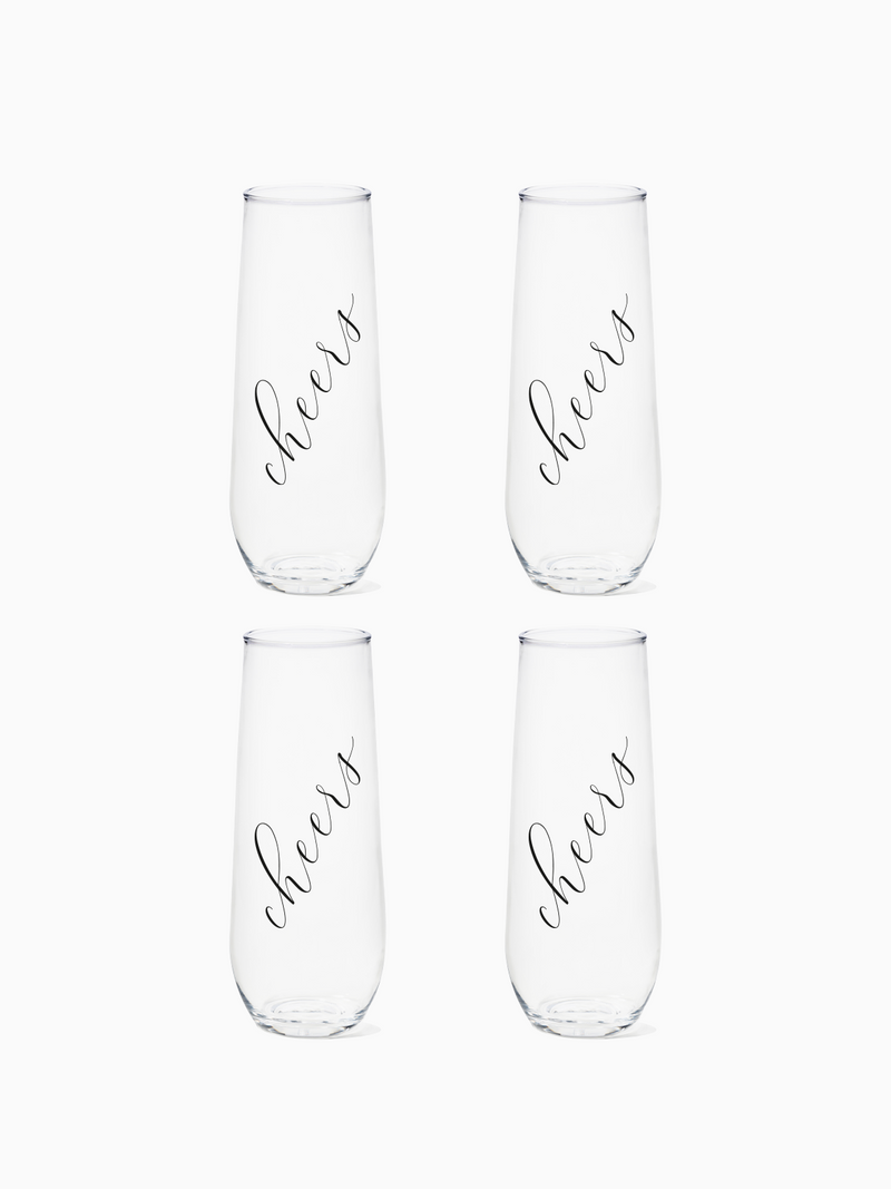 Classic Cheers (Black) - RESERVE 9oz Stemless Champagne Tritan™ Copolyester Glass