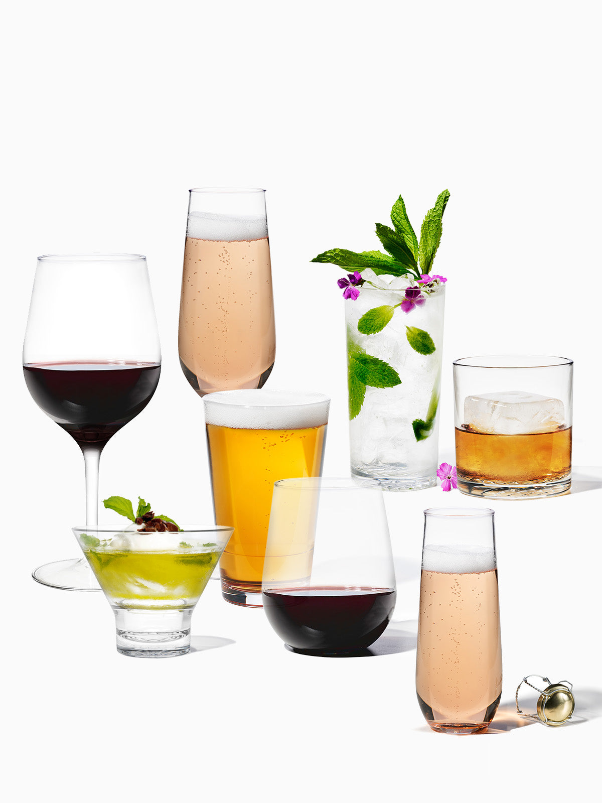 European Style Crystal, Stemless Wine Glasses, Acrylic Glasses Tritan  Drinkware, Unbreakable Colored, 6 - Set - Shatterproof BPA-free plastic